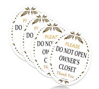 4 Pack Please Do Not Open Owner’s Closet Sign, 5” x 4” Thick Acrylic Self-Adhesive Warning Sign for Host, Vrbo Essentials for Hosts, Vrbo Signs, Easy to Install