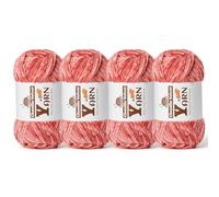 4 Pack Plush Chenille Chunky Yarn - Fluffy Velvet Yarn Crochet for Blanket Knitting and Crocheting - Soft Baby Yarns for Crocheting - Amigurumi Crochet Yarns 100g (87yds) (4 Gray Pink)