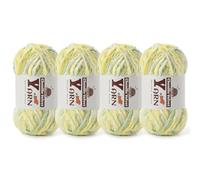 4 Pack Plush Chenille Chunky Yarn - Fluffy Velvet Yarn Crochet for Blanket Knitting and Crocheting - Soft Baby Yarns for Crocheting - Amigurumi Crochet Yarns 100g (87yds) (4 Greenish Yellow)