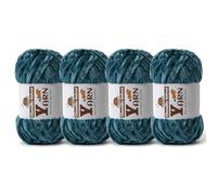 4 Pack Plush Chenille Chunky Yarn - Fluffy Velvet Yarn Crochet for Blanket Knitting and Crocheting - Soft Baby Yarns for Crocheting - Amigurumi Crochet Yarns 100g (87yds) (4 Sapphire Blue)