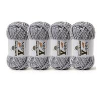 4 Pack Plush Chenille Chunky Yarn - Fluffy Velvet Yarn Crochet for Blanket Knitting and Crocheting - Soft Baby Yarns for Crocheting - Amigurumi Crochet Yarns 100g (87yds) (4 Light Gray)