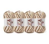 4 Pack Plush Chenille Chunky Yarn - Fluffy Velvet Yarn Crochet for Blanket Knitting and Crocheting - Soft Baby Yarns for Crocheting - Amigurumi Crochet Yarns 100g (87yds) (4 White Coffee)