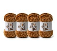 4 Pack Plush Chenille Chunky Yarn - Fluffy Velvet Yarn Crochet for Blanket Knitting and Crocheting - Soft Baby Yarns for Crocheting - Amigurumi Crochet Yarns 100g (87yds) (4 Brown)