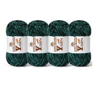 4 Pack Plush Chenille Chunky Yarn - Fluffy Velvet Yarn Crochet for Blanket Knitting and Crocheting - Soft Baby Yarns for Crocheting - Amigurumi Crochet Yarns 100g (87yds) (4 Army Green)