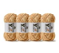 4 Pack Plush Chenille Chunky Yarn - Fluffy Velvet Yarn Crochet for Blanket Knitting and Crocheting - Soft Baby Yarns for Crocheting - Amigurumi Crochet Yarns 100g (87yds) (4 Khaki)