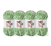 4 Pack Plush Chenille Chunky Yarn - Fluffy Velvet Yarn Crochet for Blanket Knitting and Crocheting - Soft Baby Yarns for Crocheting - Amigurumi Crochet Yarns 100g (87yds) (4 Avocado Green)