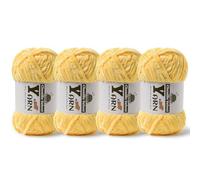 4 Pack Plush Chenille Chunky Yarn - Fluffy Velvet Yarn Crochet for Blanket Knitting and Crocheting - Soft Baby Yarns for Crocheting - Amigurumi Crochet Yarns 100g (87yds) (4 Light Yellow)