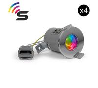 4 Pack - Polished Chrome Gu10 Fire Rated Smart Led Downlight - Ip65 - Se Home