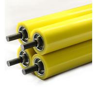4 Pack Polyurethane Conveyor Rollers Unpowered Rubber Rollers Galvanized End Replacement Parts 7cm Diameter 84cm Length & Efficient for Material Handling