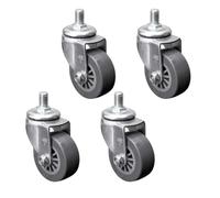 4 Pack Polyurethane Swivel Furniture Casters 38mm 62mm M10×15mm Threaded Stem Quiet & Scratch Free Replacement Wheels with Brake Ideal for Easy Mobility