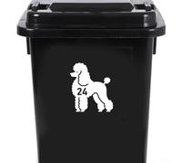4 Pack Poodle Dog Silhouette House Number Wheelie Bin Sticker - Personalised Waterproof Dustbin Decal - Easy to Apply (16cm x 14cm (6.3" x 5.5") - 4 Pack)