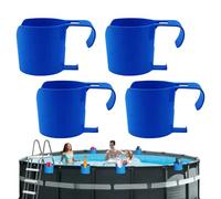 4 Pack Pool Drinks Holder, Pool Accessories for Ground Pools, Adjustable Clip on Cup Holder Fits 2 Inch Top Bar, Hanging Poolside Anti Spill Cup Tray Holds Cans/Bottles/Sunglasses