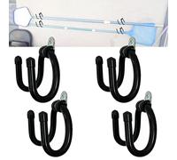 4 Pack Pool Pole Hanger Holder - Wall Mount or Fence Mount, Ideal Hooks for Telescopic Poles, Skimmers, Leaf Rakes, Nets, Brushes, Vacuum Hose, Garden Tools and Swimming Pool Accessories