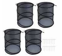 4 Pack Pop Up Plant Covers Tent, Pop Up Garden Mesh Plant Cover 16Pcs with Skipes Garden Fruit Tent Cage Protector for Protect Vegetable Fruit from Birds Insects (Black+50cm*33cm19.7in*13in) (Black)