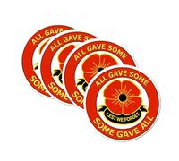 4 Pack Poppy Waterproof Matte Vinyl Sticker Lest we Forget Remembrance Day D Day