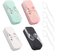 4 Pack Portable Floss Dispenser with 48 Dental Floss,Flosser Storage Box for Adults,Zahnstocherhalter Geeignet für Tourismus und Geschäftsreisen White Black Pink Mint Green