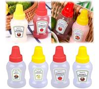 4 Pack Portable Mini Ketchup Bottles, 25ml Condiment Squeeze Bottle,Mini Condiment Squeeze Bottles,Refillable Ketchup Honey Salad Containers Bottles,Honey Sauce Salad Dressing Dispensers for Kitchen