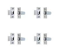 4 Pack Premium Adjustable Rollerbolt Catches with Nylon Roller in Polished Chrome Finish - 36mm