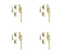 4 Pack Premium Polished Brass Lockable Casement Fasteners 124mm for Secure Windows - Window Handle