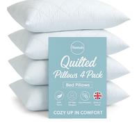 4-Pack Premium Quilted Pillows - Hotel-Style Comfort for Back, Side & Stomach Sleepers - Plush Hollowfibre Fill - Hypoallergenic & Machine Washable - Standard Size