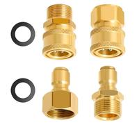 4 Pack Pressure Washer Quick Disconnect Adaptor Set M22-14mm to 1/4 Quick Release Couplers Pressure Washer Hose Pipe Fittings Accessories (M22-14mm 1/4)