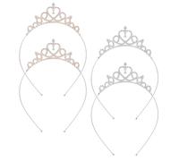4 Pack Princess Crown Tiara Glittering Rhinestone Crown Headband for Women Crystal Tiaras Heart Adjustable Cute Hair Band Birthday Headpiece Wedding Bridal Tiara Dress Up Accessories(Gold Silver)