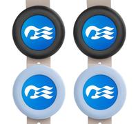[4 Pack] Princess Cruise Medallion Holder Watch Adapter, Silicone Princess Medallion Holder Accessories for Carnival Ocean Medallion, Also for Apple Airtag Dog Collar Holders (2 Black, 2 Blue)