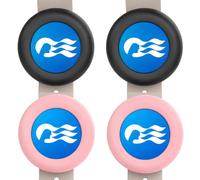[4 Pack] Princess Cruise Medallion Holder Watch Adapter, Silicone Princess Medallion Holder Accessories for Carnival Ocean Medallion, Also for Apple Airtag Dog Collar Holders ((2xBlack，2xPink)