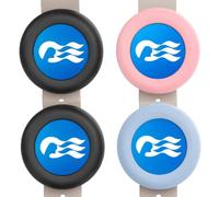 [4 Pack] Princess Cruise Medallion Holder Watch Adapter, Silicone Princess Medallion Holder Accessories for Carnival Ocean Medallion, Also for Apple Airtag Dog Collar Holders (2 Black,1 Pink,1 Blue)