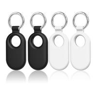 4 Pack Protective Case for Galaxy SmartTag 2, Silicone Protective Case for Galaxy SmartTag 2023, Anti-Scratch Samsung Smart Tag 2 Case with Keychain (2Black/2White)