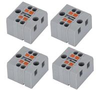 4-Pack PTF2.5 Straight-in Terminal Blocks, 1-in-3-out Quick Splitter, for 0.5-2.5mm² Wires, Colored Nylon Housing Terminals & Kits(Gray)