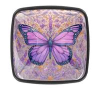 4 Pack Purple Butterfly and Lavender Black Cabinet Knobs Black Single Hole Drawer Square knob Kitchen Cabinet and Drawer Pulls Handle Hardware