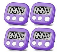 4 Pack Purple Digital Kitchen Timer Magnetic Digital Timer with Big Display Loud Ring Cooking Timers for Cooking, Game, Gym, Break Time, Classroom (4, Pruple)