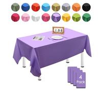 4 Pack Purple Table Cloths for Party,137x274cm Extra Large Rectangular Tablecloths,Solid Color TableCloth,Wipe Clean|Waterproof|Oilproof Table Cover for Parties,Daily Use,Outdoor Picnic,Weddings