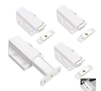 4 Pack Push to Open Door Catches, Magnetic Push Catches Heavy Duty Cabinet Latch Magnetic Touch Release Door Catch for Cupboard Wardrobe Kitchen Drawer RV Furniture Soft Push Opener (White)