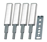 4 Pack Push to Open Door Catches, Magnetic Push Latch Release, No Drill Adhesive & Screw Mount Cabinet Catches, Adjustable Touch Open Drawer Opener for Kitchen Cupboard, Wardrobe, Closet Doors