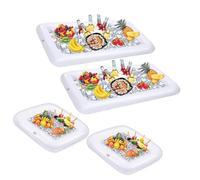 4 Pack PVC Inflatable Pool Toy Ice Cubes Holder Family Pool Parties Tray for Family Gatherings and BBQs Floating Ice Tray