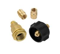 4 Pack QCC1 Nut Propane Gas Fitting Adapter with 1/4 Inch NPT Male Pipe Thread, QCC1 Connector × 1/4'' Male NPT, 1/4" x 1/4" NPT Female Pipe Fitting for BBQ, Camping, Outdoor Cooking, Soild Brass