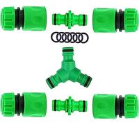 4-Pack Quick Connect Fittings Set, 1/2 Inch Plastic Water Pipe Adapters with Double Male and Y-Splitter Connectors for Garden Taps, Irrigation Systems, and Hose Repair