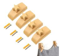 4 Pack Quilt Hangers for Wall for Display, Blanket Hanger Clamps, Wooden Wall Clips for Hanging, Tapestry Hangers, Hang up and Display Quilts, Tapestries, Rugs, Fiber Art, and More(Light, Stars)