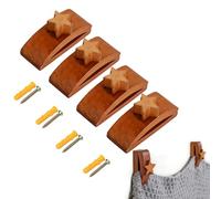 4 Pack Quilt Hangers for Wall for Display, Blanket Hanger Clamps, Wooden Wall Clips for Hanging, Tapestry Hangers, Hang up and Display Quilts, Tapestries, Rugs, Fiber Art, and More(Brown, Stars)