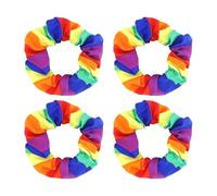 4 pack Rainbow Hair Accessories, Lgbt Rainbow Scrunchies for Pride Parade, Soft Stretchy Ponytail Holders for Thick/Thin/Curly Hair, Pride Parade Accessories