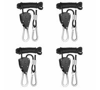4 Pack Ratchet Hanger, Adjustable Ratchet Hanger Rope, 1/8 Inch, Heavy Duty Pulley Clip for Grow Light Hangers and Tent Hangers, Load Capacity 68kg/150lbs