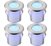 4 Pack Recessed Decking Ip67 Guide Light - 0.8W Blue Led - Stainless Steel