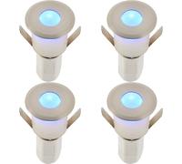 4 PACK Recessed Decking IP67 Guide Light - 1.2W Blue Light LED - Satin Nickel