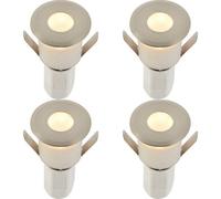 4 PACK Recessed Decking IP67 Guide Light - 1.2W Warm White LED - Satin Nickel