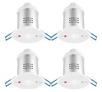 Loops 4 Pack Recessed Emergency Ceiling Downlight - 3W Daylight White LED Module - Self Contained - Gloss White Polycarbonate & Aluminium - 3 Hour Emergency Light Fitting