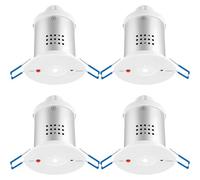 Loops 4 Pack Recessed Emergency Ceiling Downlight - 3W Daylight White LED Module - Self Contained - Gloss White Polycarbonate & Aluminium - 3 Hour Emergency Light Fitting