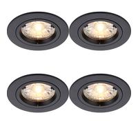 Loops 4 PACK Recessed Fixed Ceiling Downlight - 50W GU10 Reflector - Matt Black Loops Black