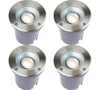 4 PACK Recessed Outdoor IP67 Round Ground Light - 50W GU10 - Stainless Steel